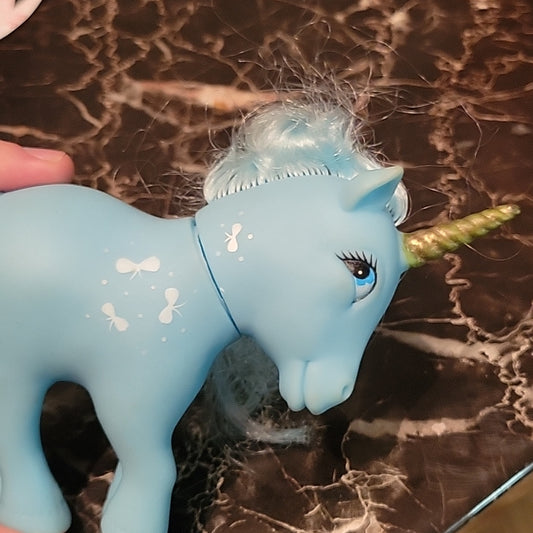 Vintage 1983 Totsy Purple Unicorn Blue My Little Pony Mlp Fakie Ponies Stained