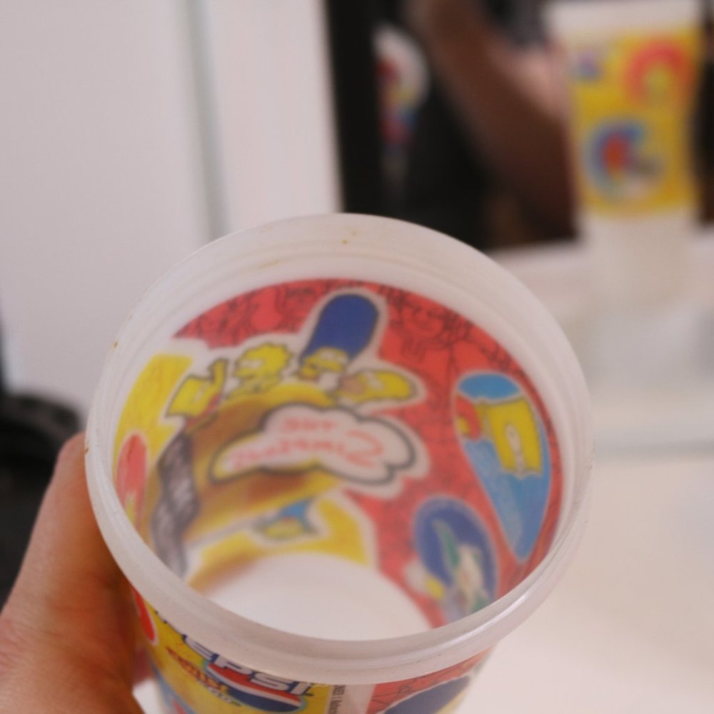 Lot Of 3 Restaurant Sub Way Simpsons Plastic Drinking Glass Collectible Matt Gro