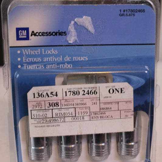 Gm Accessories In Package Wheel Locks #1780466 (Set Of 5) In Box