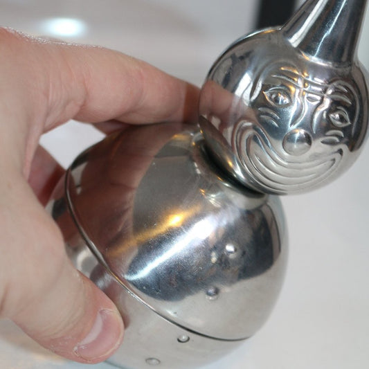Vintage Raimond Chrome Roly Poly Clown Bank Weighted.