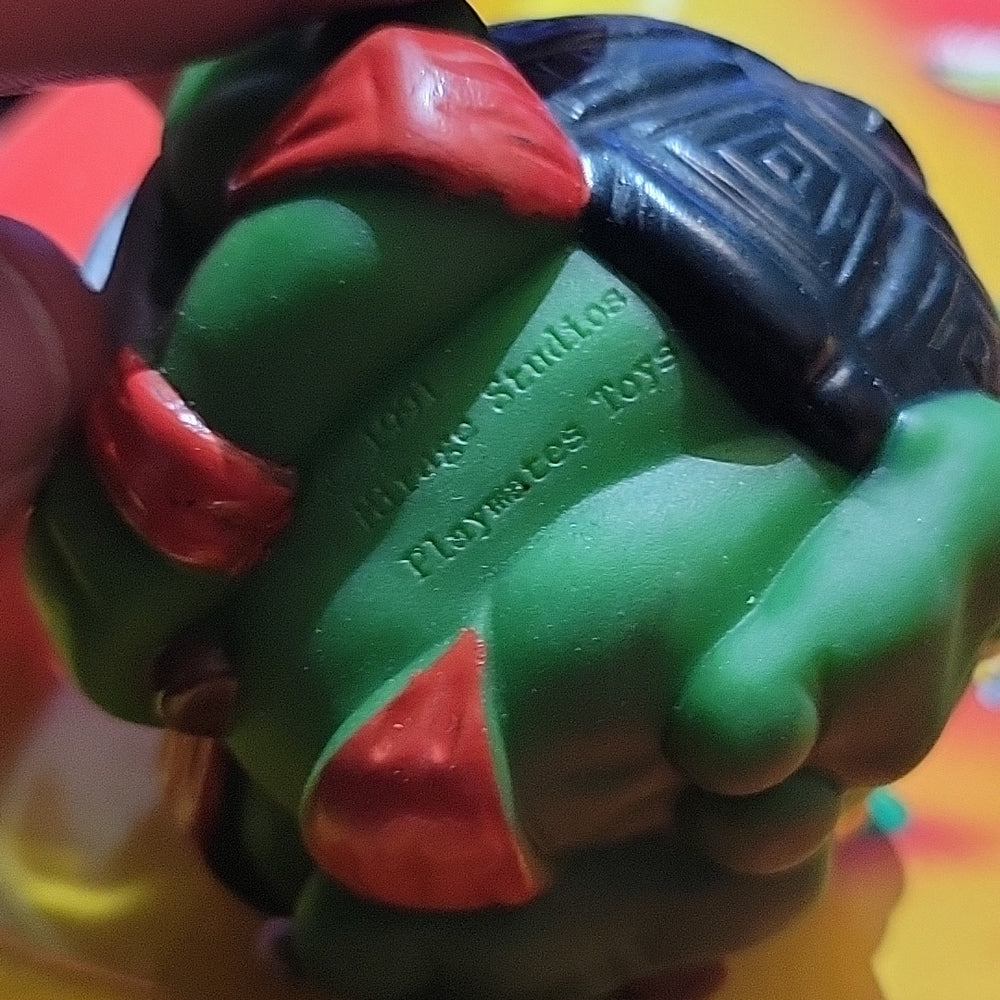 Vintage Tmnt Raphael Sewer Sports Ball 3" Baseball Toy 1991 Ninja Turtles