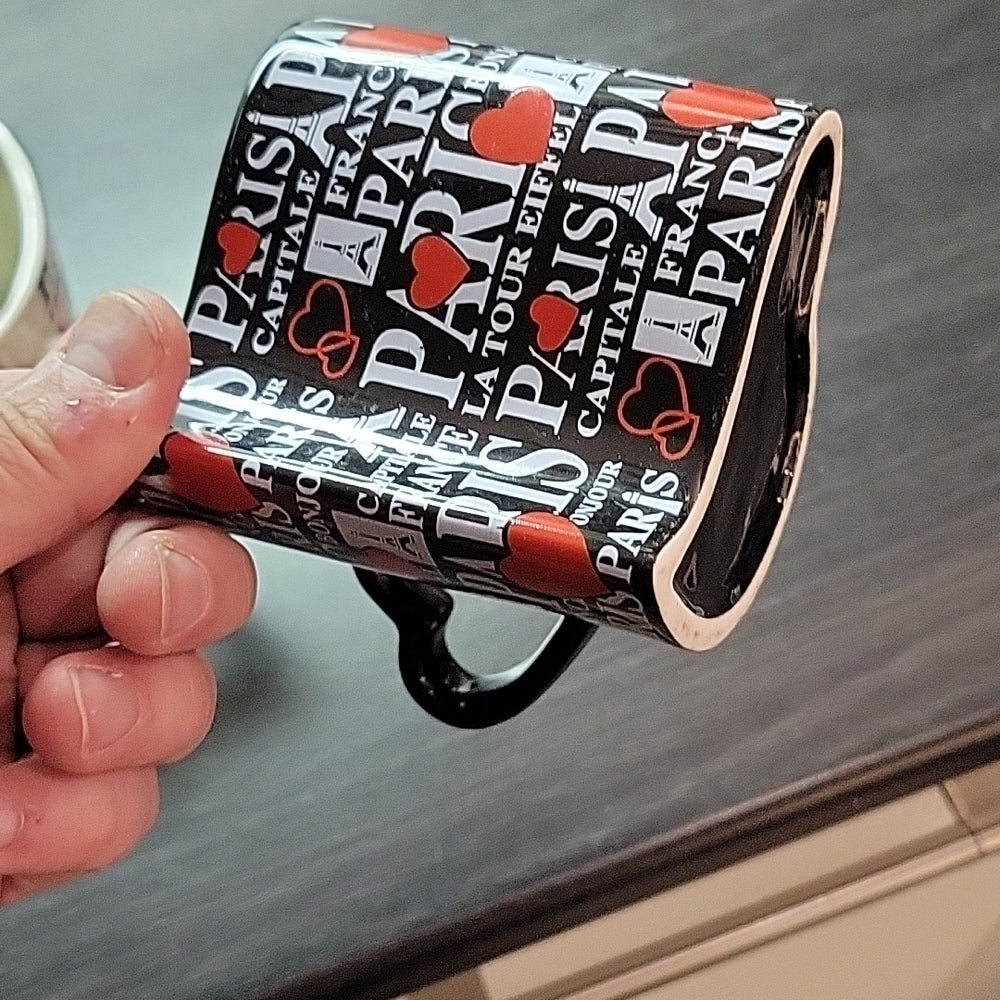 Custom Ceramic Heart Shaped Coffee Mugs Paris Love