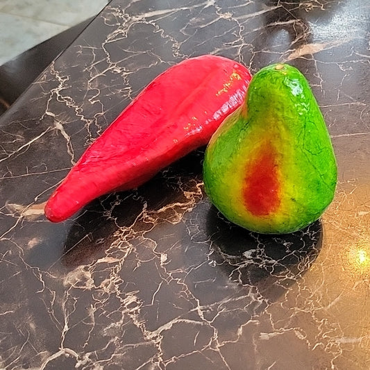 Center Table 12 Piece Paper Mache Fruit And Vegetables Mexican Folk Art + Basket