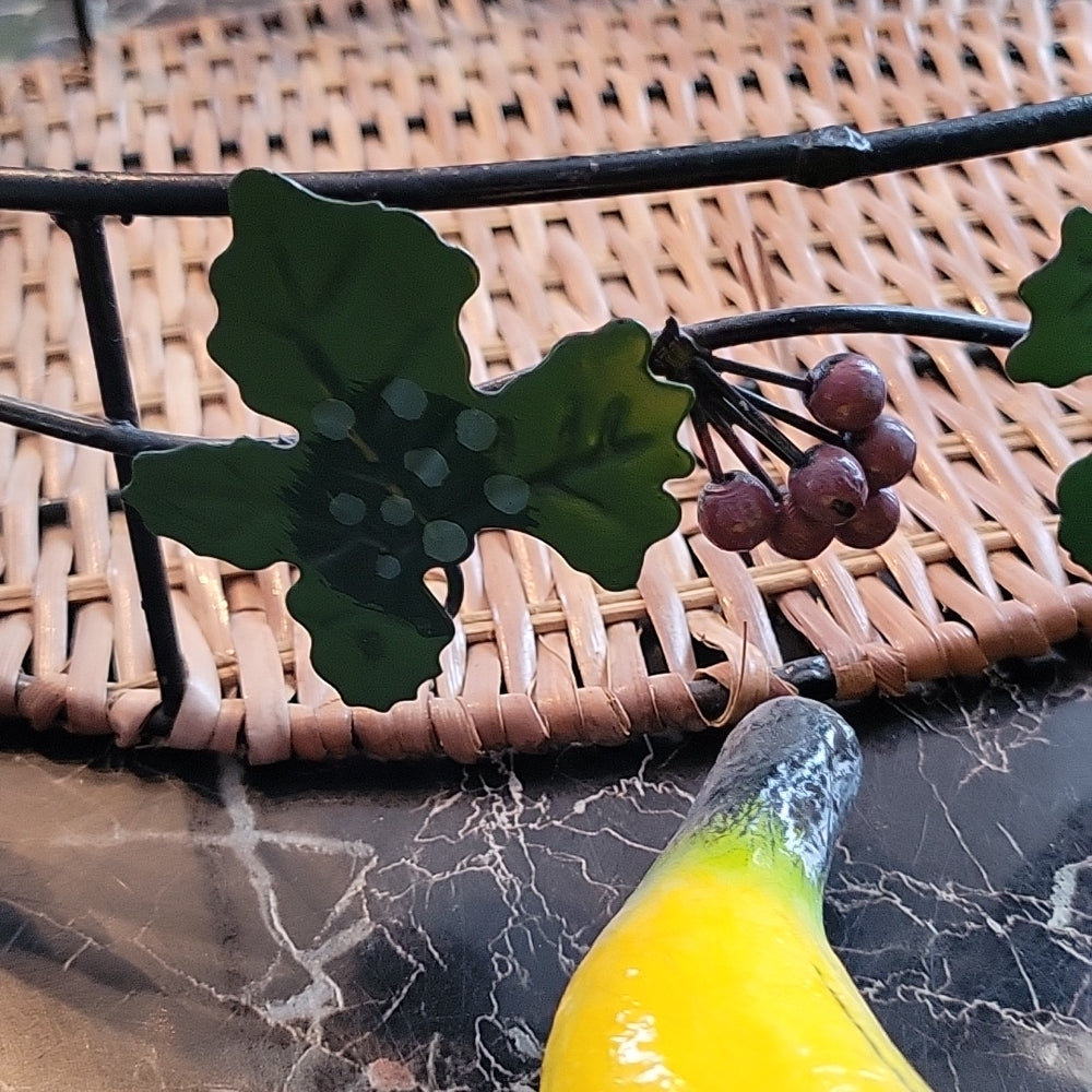 Center Table 12 Piece Paper Mache Fruit And Vegetables Mexican Folk Art + Basket