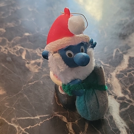 Santa Claus Papa Smurf Ornament Vintage Figure Toy Christmas Decoration