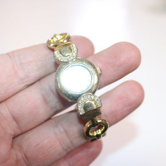 Woman Caseback Wirstwatch Stainless Steel Golden Tone