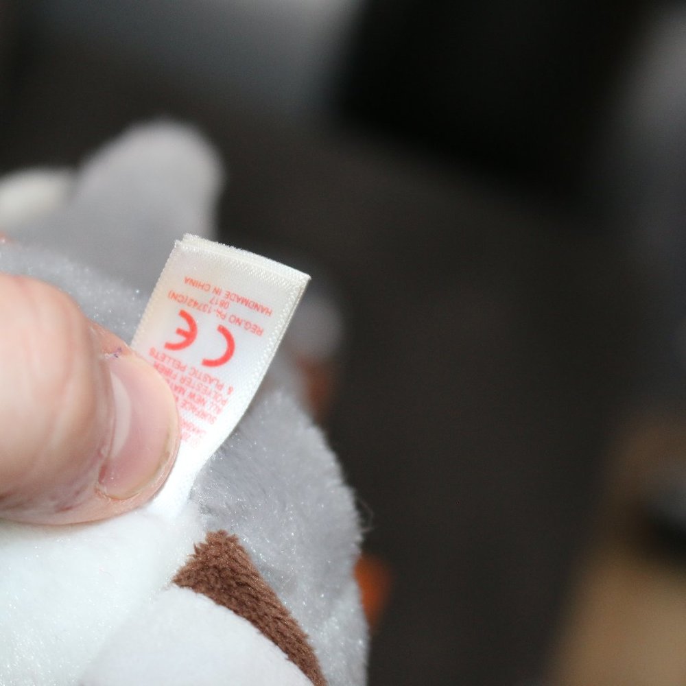 Ty Beanie Boos Babies 6" Bandit, Gray Velvety Plush Raccoon Big Eyes Glitter