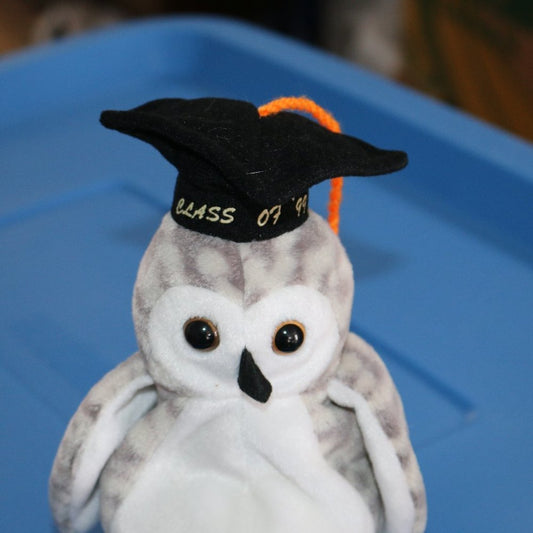 Ty Beanie Baby Wiser The Owl Graduation Collectible Plush Retired Vintage