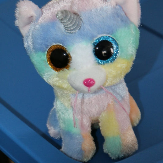 Ty Beanie Baby Soft Toy Heather The Unicorn Cat 15Cm 6Inch Tall #2 Plush