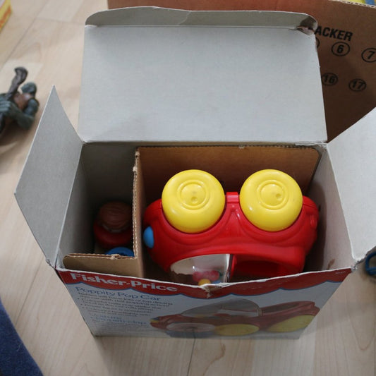 Vtg 1992 Fisher Price Poppity Pop Car In Box 2 Figures
