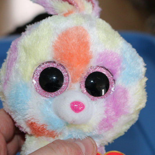 Ty Beanie Boo Bloomy Bunny Multicolor Stuffed Animal Plush Toy W/ Tag 15Cm