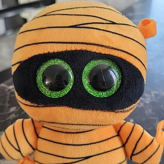 Ty Beanie Boo Mask Mummy Plush Orange Green Glitter Eyes 2017 6"