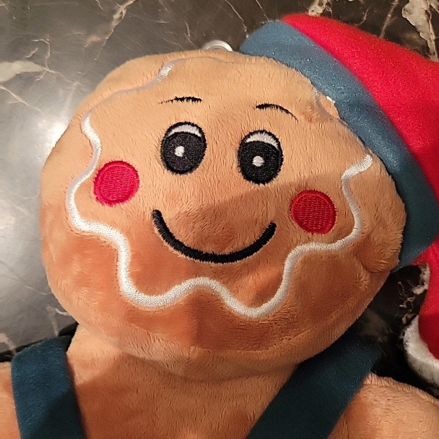 18" Gingerbread Doll Plush Overalls green clothes Santa Hat Christmas Decoration