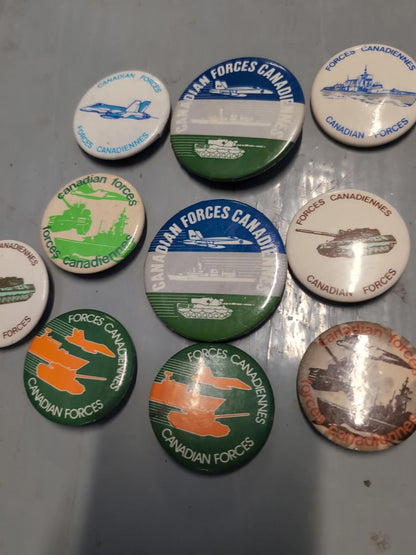 Vintage Canadian Forces Pinback Buttons Lot Military  Army Navy Air Force Lot #5