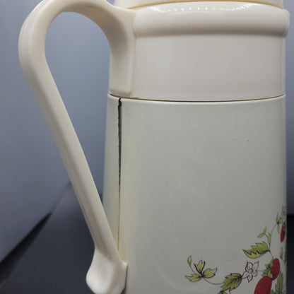 Vintage Coffee Carafe Strawberries Print Plastic Carafe Thermos Coffee Insulated