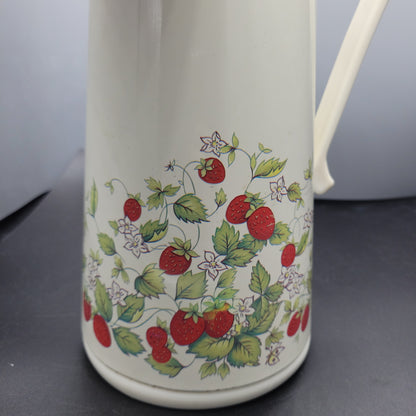 Vintage Coffee Carafe Strawberries Print Plastic Carafe Thermos Coffee Insulated