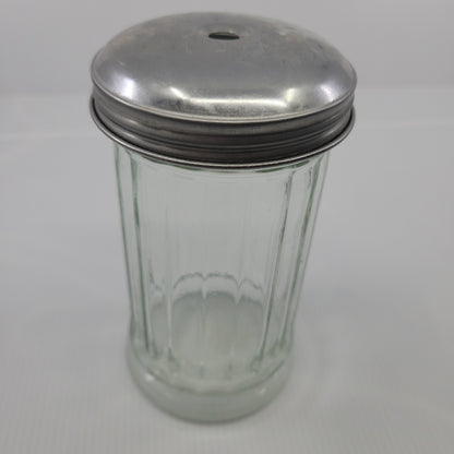 Vintage Ribbed Glass Restaurant Diner Style Sugar Dispenser Shaker Chrome Top