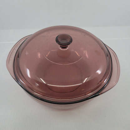 Vintage Pyrex Cranberry Casserole Dish 024 Corning 2QT w/ Clear Lid D-30 RARE