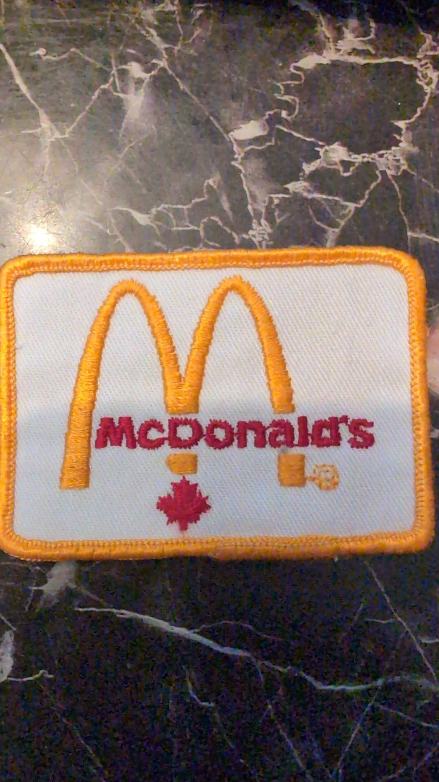 Vintage McDonald's Embroidered Patch with Canadian Maple Leaf Canada rectangular