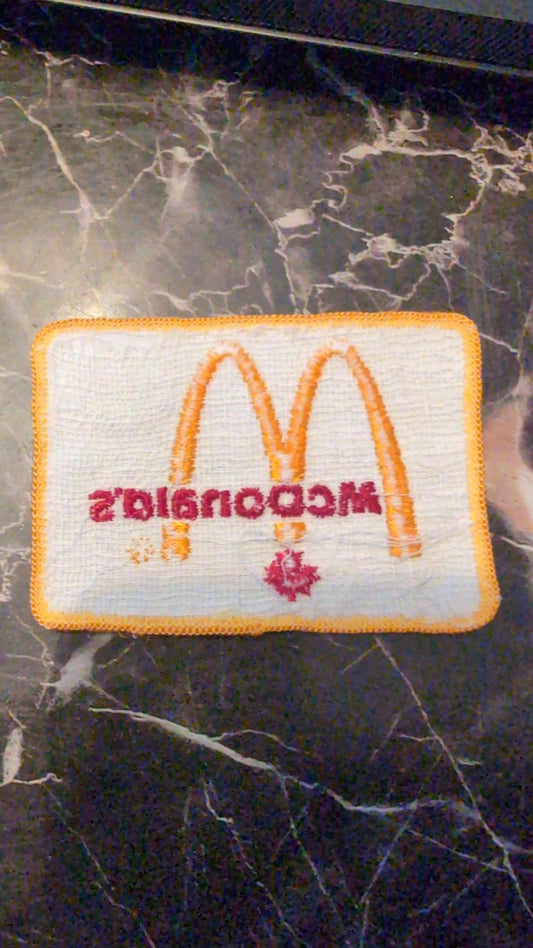 Vintage McDonald's Embroidered Patch with Canadian Maple Leaf Canada rectangular