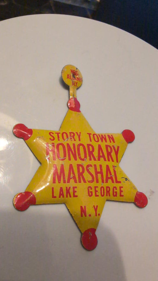 Vintage Storytown Lake George Honorary Marshal Tin Badge Lake George New York #2