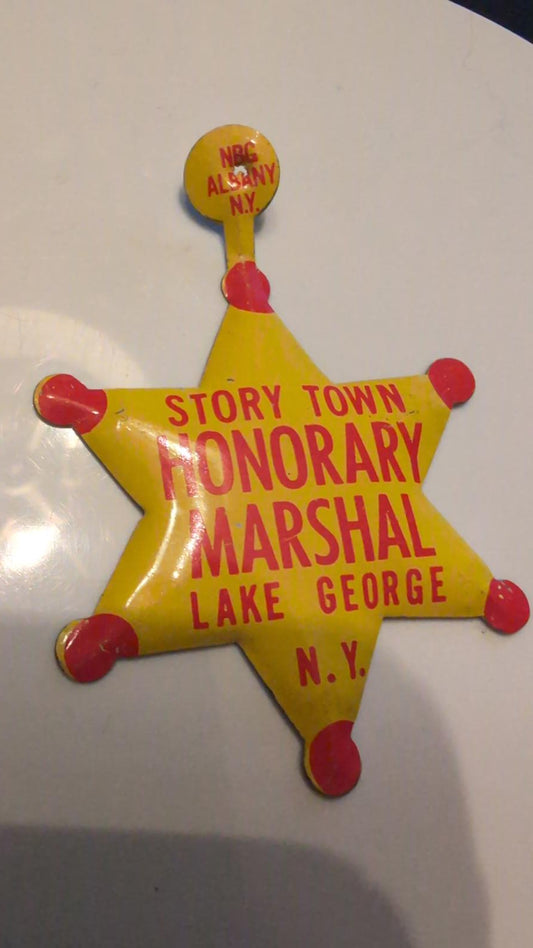 Vintage Storytown Lake George Honorary Marshal Tin Badge Lake George New York #3