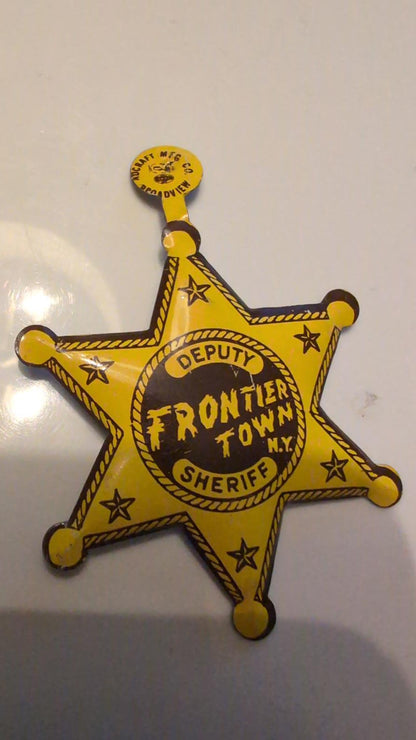 Vintage Frontier Town NY Adirondack Deputy Sheriff child badge, unused