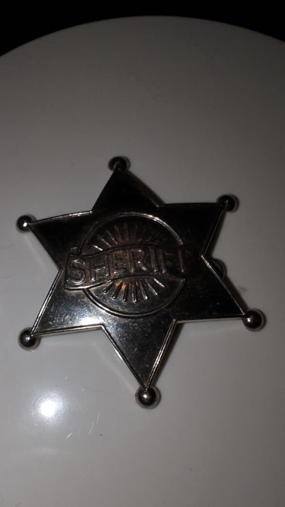 Vintage Sheriff Star Metal Badge Pin Western Cowboy Costume Prop
