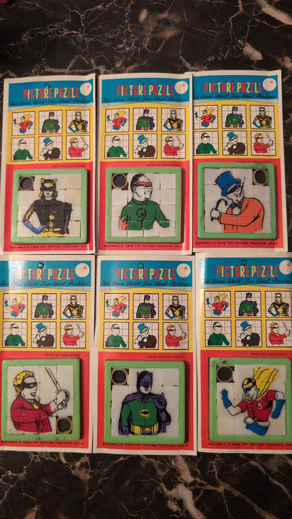 1960's Batman rare picture slide puzzles complete set of 6 old new Unpunched toy