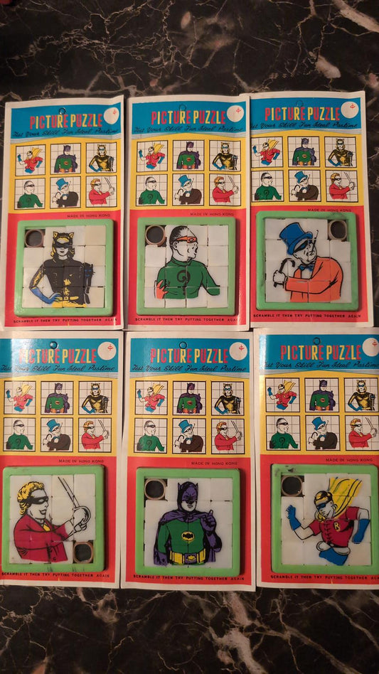 1960's Batman rare picture slide puzzles complete set of 6 old new Unpunched toy