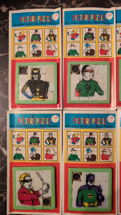 1960's Batman rare picture slide puzzles complete set of 6 old new Unpunched toy