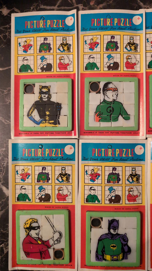 1960's Batman rare picture slide puzzles complete set of 6 old new Unpunched toy