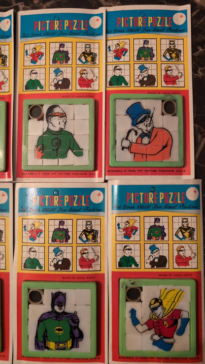 1960's Batman rare picture slide puzzles complete set of 6 old new Unpunched toy