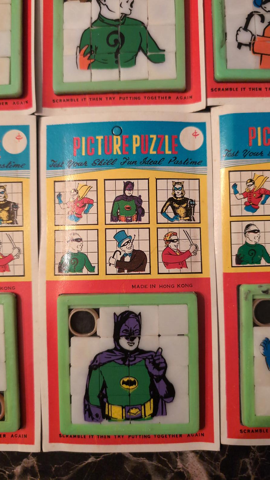 1960's Batman rare picture slide puzzles complete set of 6 old new Unpunched toy