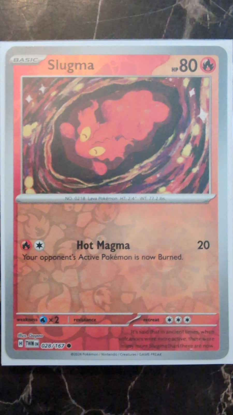 Slugma 028/167 Twilight Masquerade NM Reverse Holo Pokemon Card TCG