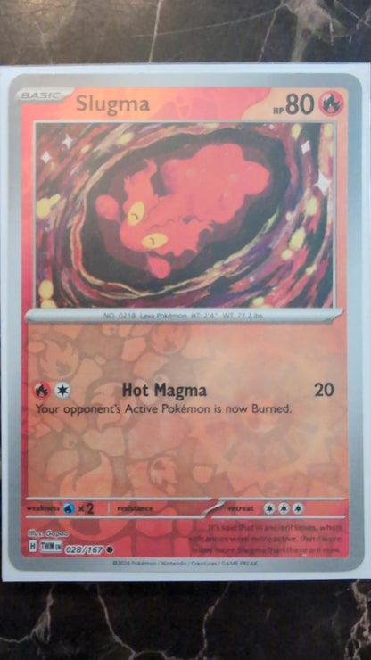 Slugma 028/167 Twilight Masquerade NM Reverse Holo Pokemon Card TCG