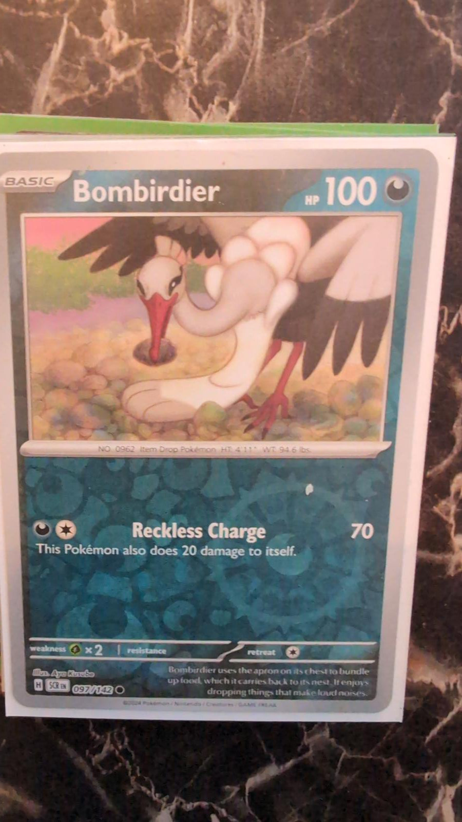 097/142 BOMBIRDIER REVERSE HOLO STELLAR CROWN POKEMON CARD