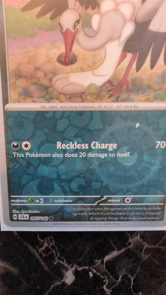 097/142 BOMBIRDIER REVERSE HOLO STELLAR CROWN POKEMON CARD