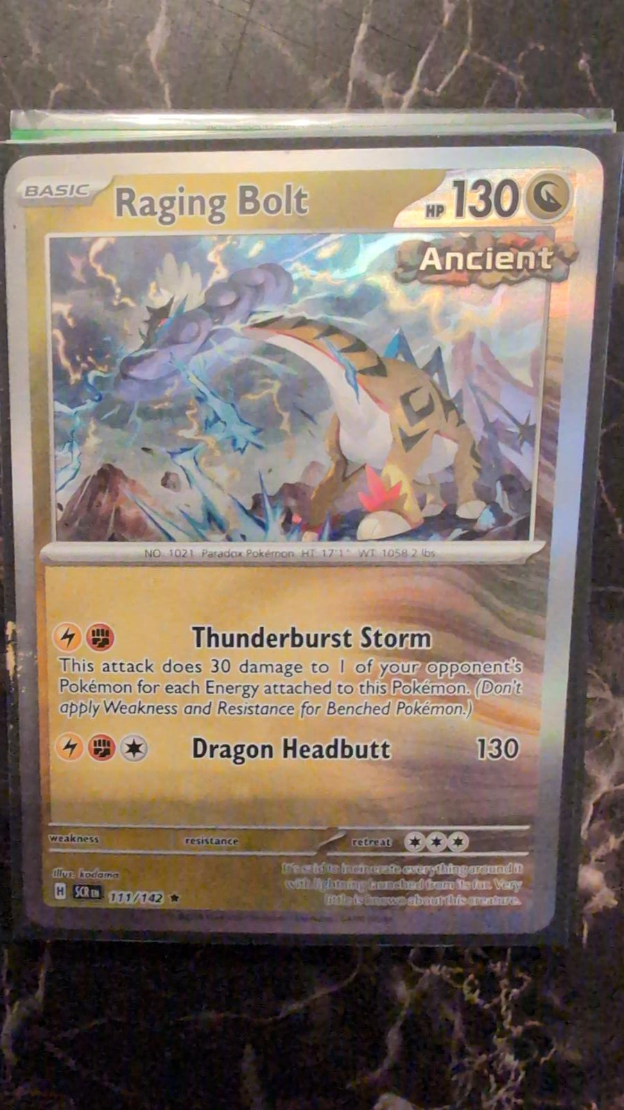 Raging Bolt 111/142 Pokemon Stellar Crown Scarlet & Violet Holo Rare Card NM