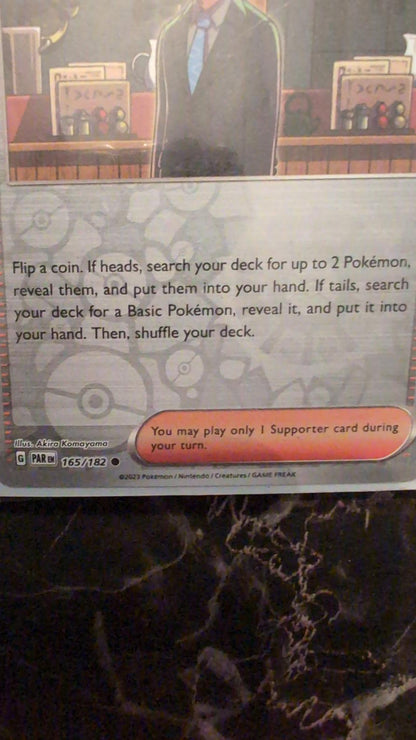 Larry Reverse Holo Common SV04: Paradox Rift PAR Supporter 165/182 Pokemon Card