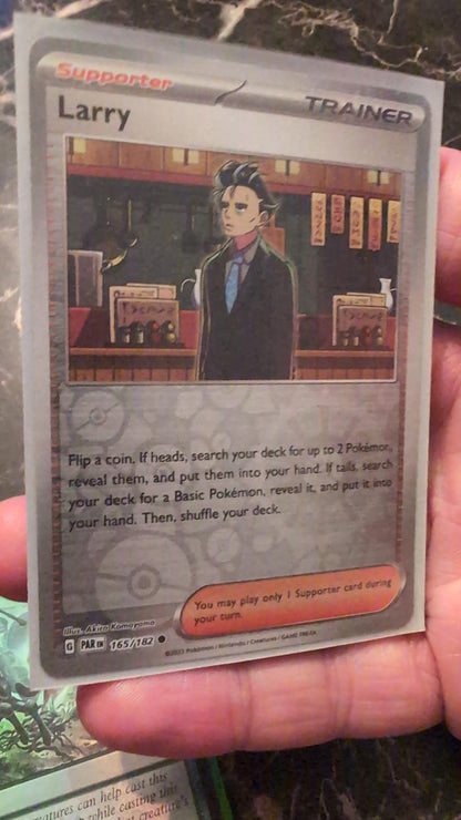Larry Reverse Holo Common SV04: Paradox Rift PAR Supporter 165/182 Pokemon Card