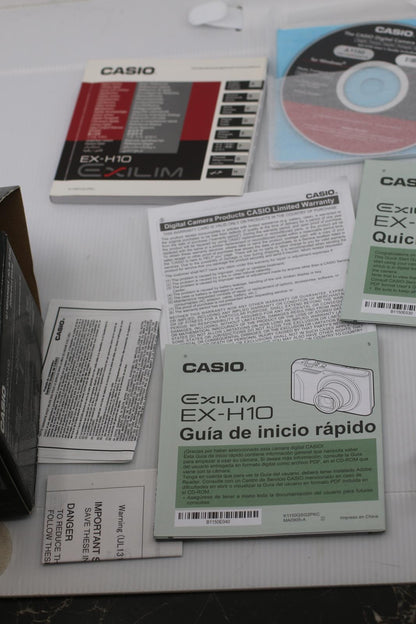 Casio Exilim EX-H10 12.1MP Digital Camera Black Boxed w/ Case SD Card