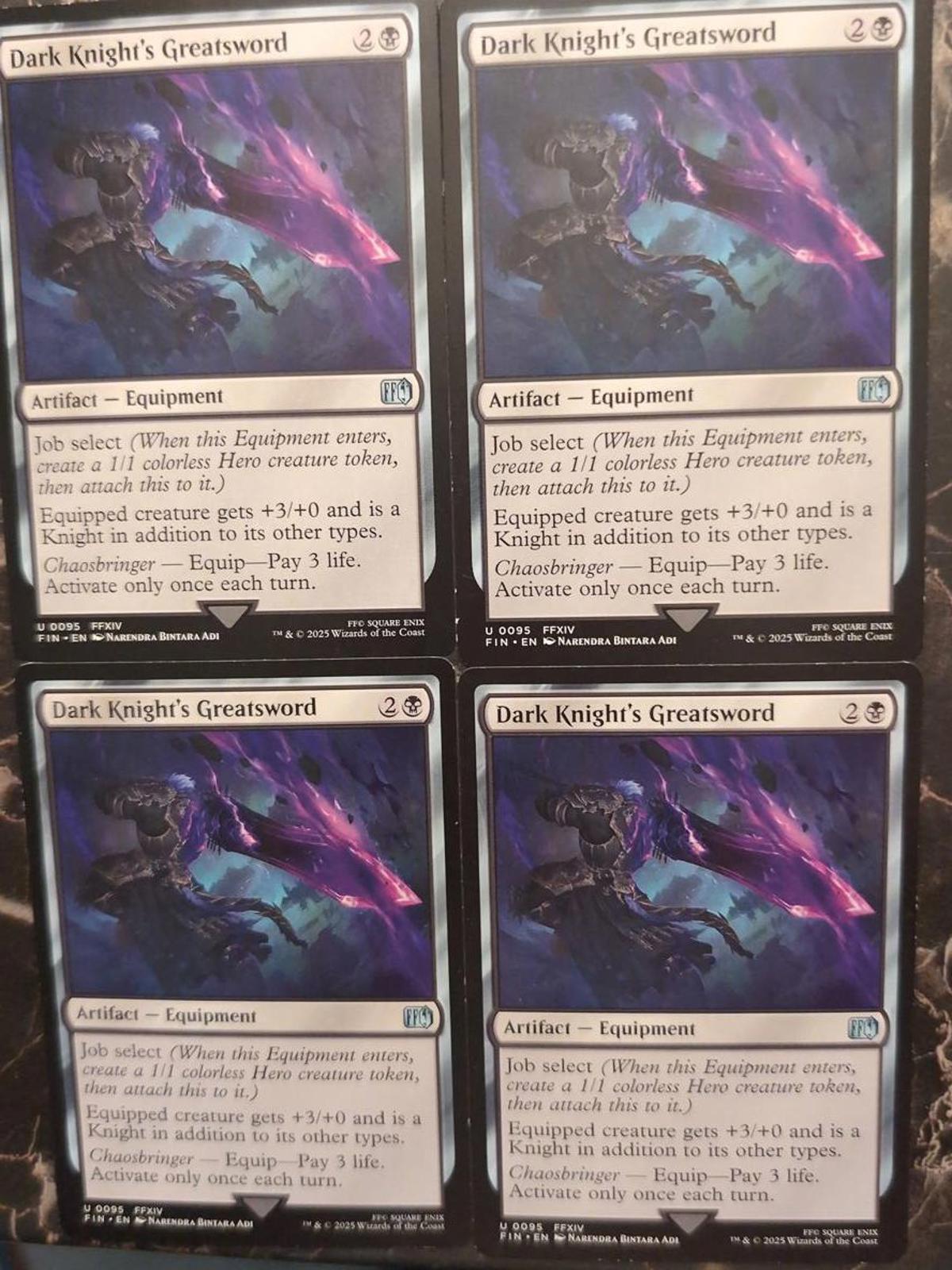 Dark Knight's Greatsword #95  Final Fantasy Magic: The Gathering Card - Set of 4