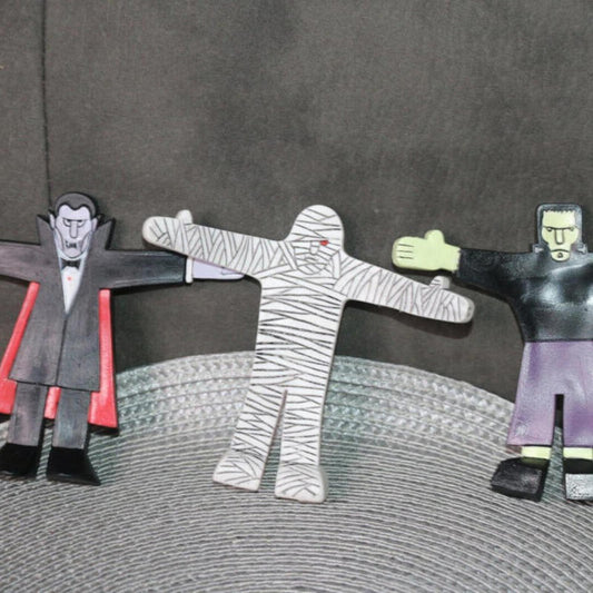 1988 lot OF 3 frightful bendables dakin Monsters Frankenstein Mummy Dracula toys