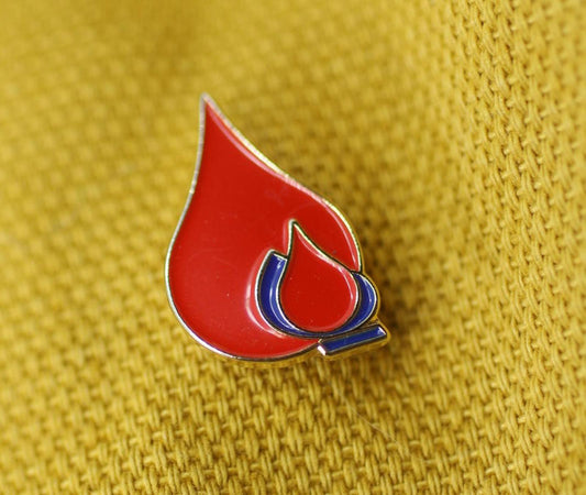 Vintage Blood Drop Enamel Pin Blood Donation Medical Symbol