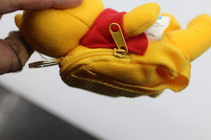 Disney Winnie the Pooh Plush Coin Purse Zipper Keychain Wallet 6"