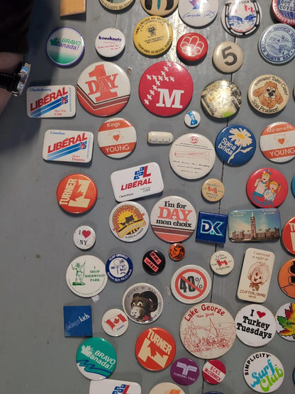 Vintage Pinback Button Lot Canada & USA – Political, Tourism, Advertising 100pcs