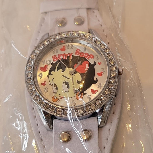 King betty boop w/ diamond color style Stones watch white