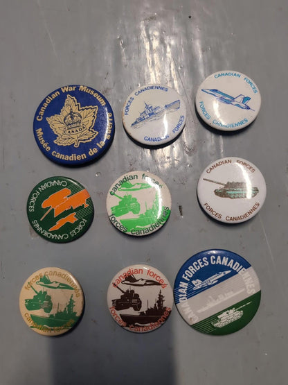 Vintage Canadian Forces Pinback Buttons Lot Military  Army Navy Air Force Lot #1