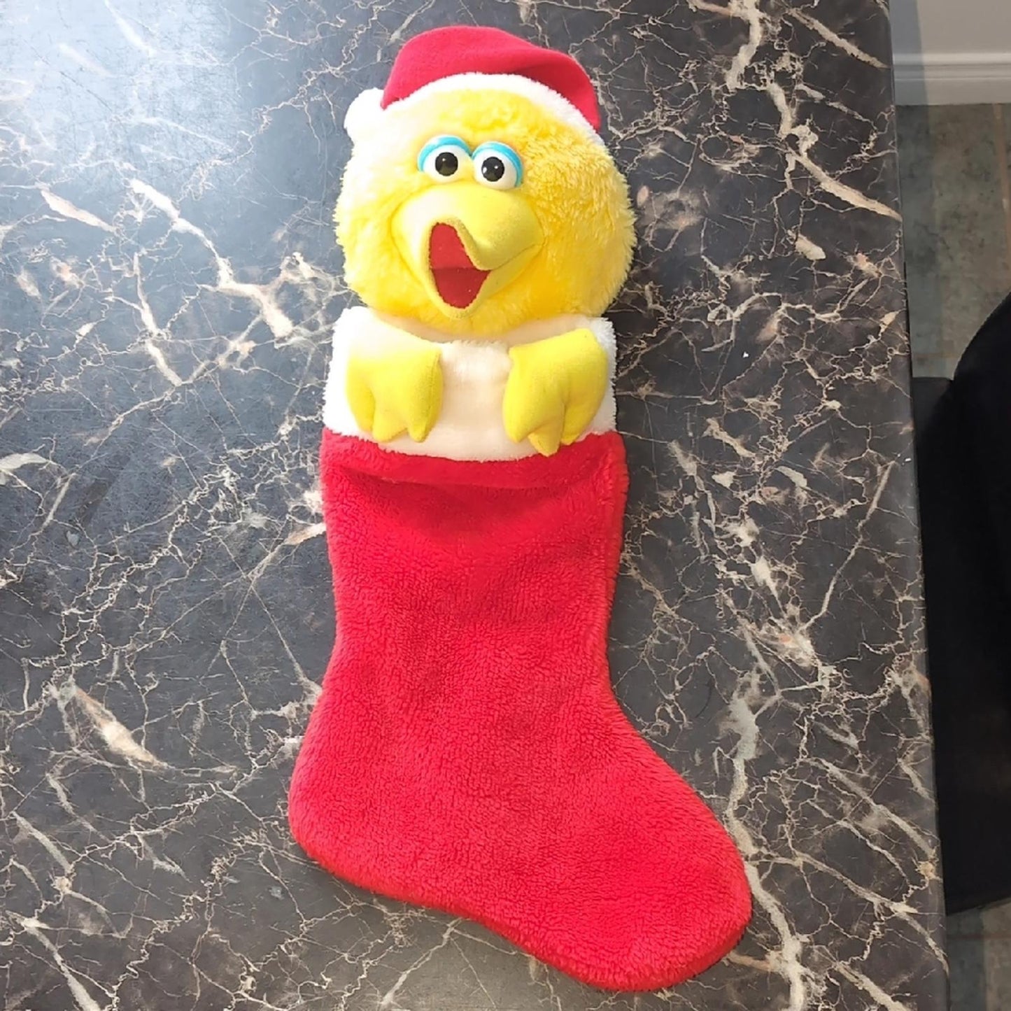 23" Sesame Street BIG BIRD Plush Furry Christmas Stocking ~ Jim Henson Rare Toy